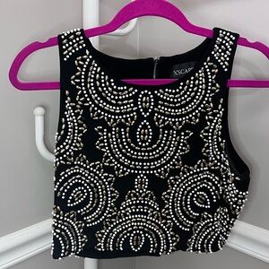 Black Embellished Beaded Women's Top